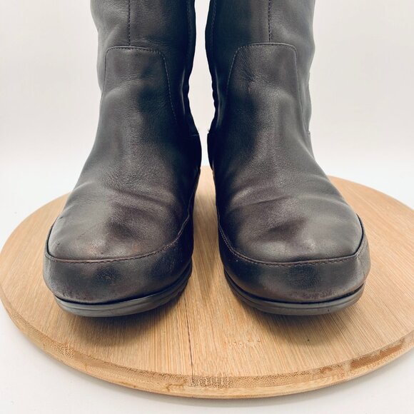 Fitflop Boots Womens 7.5 38 Brown Leather Mesh Knee High Recovery Platform - Picture 4 of 11